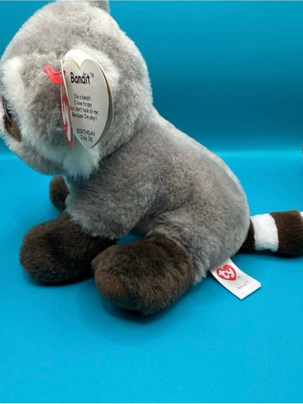 TY Beanie Boo Plush Gray and Brown Raccoon Stuffed Animal - Picture 3 of 4